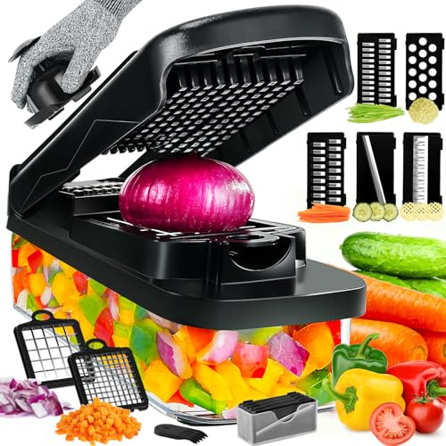 Enleber Vegetable Chopper,Multifunctional Mandoline Vegetable Slicer,Pro Onion Chopper Food Chopper Manual Mandolin Slicer