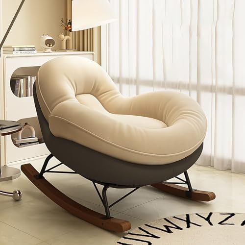 Sedia a dondolo oversize con cuscino e ottomana, design ergonomico per allattamento confortevole e relax in soggiorno, camera da letto o balcone