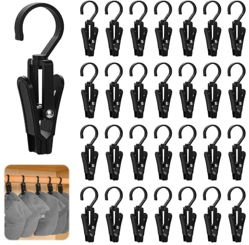 ASOUUNLD 30 Piezas Grandes Pinzas Toalla Playa con Gancho, Clips de Plástico Rotación de 360 Grados Pinzas Ropa Que No Dejan Marca Ganchos con Pinza para Ropa, Botas, Sombrero, Cortinas