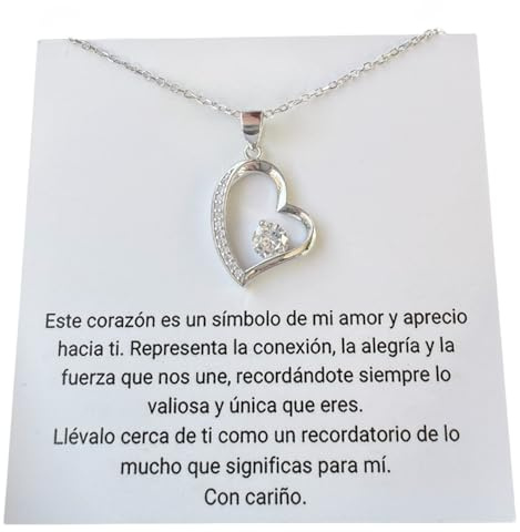 Infinitliving Collar Corazón Plata de Ley 925 con Circonitas – Joya Hipoalergénica para Mujer – Regalo Original con Significado de Amor – Incluye Caja, Tarjeta y Bolsa de Regalo
