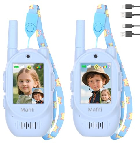 Walkie talkie per bambini con funzione video (2 pezzi) - Walkie talkie visivi con display IPS da 2 pollici, walkie-talkie video ricaricabili per ragazzi e ragazze dai 3 ai 12 anni