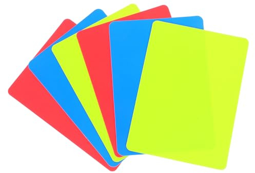 Housoutil Tarjetas Oficiales de Árbitro de Fútbol en PVC, Set de 6 Tarjetas Rojo, Amarillo y Azul, Accesorio Ergonómico para Árbitros en Partidos y Torneos Deportivos