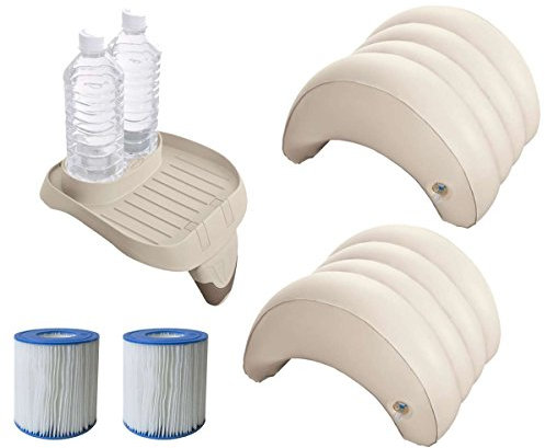 Set di accessori da 5 pezzi per vasche idromassaggio Intex PureSpa (2x filtro S1, 1x vassoio 28500, 2x poggiatesta 28501)