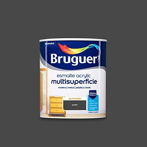Bruguer Acrylic Multisuperficie Esmalte al agua Satinado Grafito 750 ml