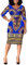 VERWIN Mid-Calf V Neck Three Quarter Sleeve Print Women's Bodycon Dress African Midi Dress (XX-Large, Blue)
