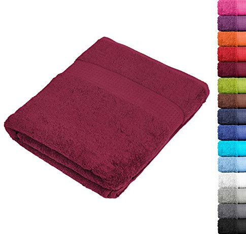 BaSaTex Frottier Saunatücher XXL 80x200 cm | 1er Pack Badetuch 100% Baumwolle | 1x Saunatuch | Strandtuch in Bordeaux Rot
