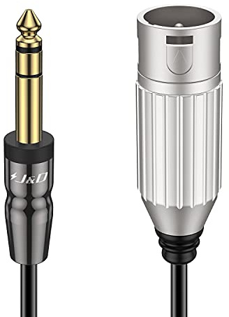 J&D 1/4 to XLR Cable, Quarter inch 6.35mm TRS to XLR Male Balanced Signal Interconnect Microphone Cord Patch Cable Compatible with Microphones, Amplifiers, Mixers, 9 Feet/2.7 Meter