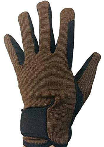 Youth Equestrian Gloves for Girls & Boys Children Gloves All Weather Outdoor Sports Gloves Horse Riding (Brown, 10-12 Years)