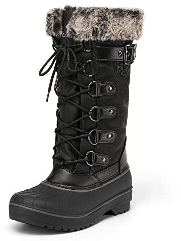 DREAM PAIRS Snöskor för kvinnor Vinterstövlar Varma skor,Size 38,Svart,AVALANCHE-E