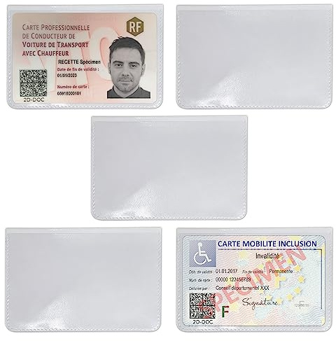 5 fundas adhesivas transparentes para VTC y movilidad incluida | Fabricado en Francia | Funda para tarjetas plastificadas