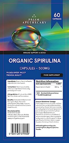 Spirulina 500mg β 60 Natural Vegan Capsules