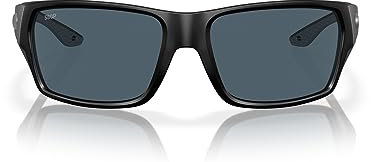 Costa Del Mar Herren Tailfin Rechteckige Sonnenbrille, Mattschwarz/Grau, 580p, 60 mm