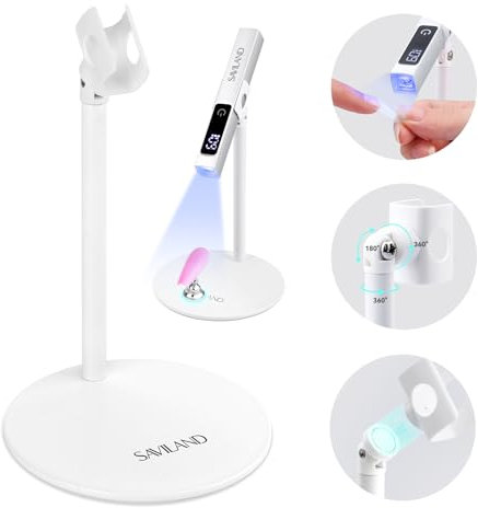 Saviland Support de Lampe à Ongles U V, Support Ajustable à 360° Robuste pour Lampe U V pour Vernis Semi Permanent Cat Eye/Pose Americaine Ongle, Rotation Magnétique, Portable et Mains Libres
