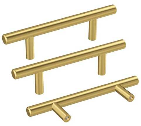 Haidms 20 Pack | 3 Inch Cabinet Handles Gold Stainless Steel Kitchen Drawer Pulls Cabinet Pulls 5 Inch Length, 3 Inch Hole Center
