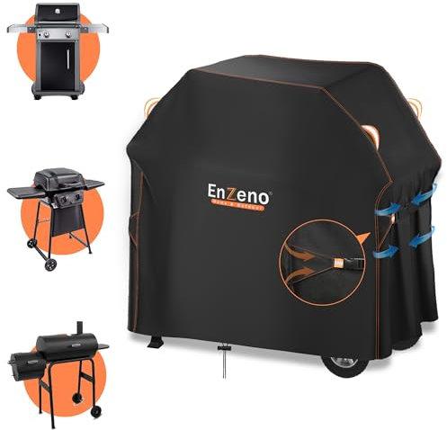 Enzeno Housse de barbecue résistante aux intempéries - 120 x 60 x 120 cm - Pour barbecue à gaz - Anti-poussière - Pour Weber, Brinkmann, Char Broil - Noir
