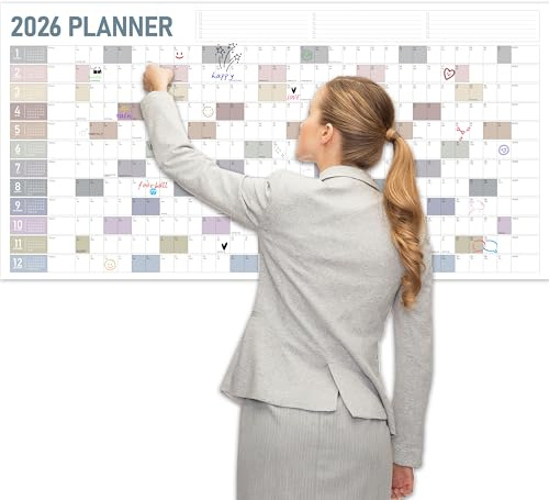 GuassLee Large Yearly Wall Calendar 2026, Full Year Calendar One Page, Jan 2026 - Dec 2026, Annual Planner 2026, 24X 48 Wall Planner 2026 Large with Foam Stickers