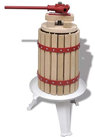 IKAYAA Prensa de Vino 6 L, Prensa Aceite Oliva, Prensa de Frutas, Prensa Manual de Frutas, Jugo Prensa de puré Que Incluye paño de Prensa Madera Roble