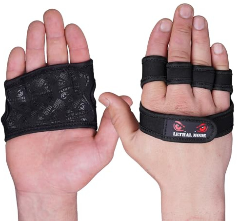 LETHAL MODE Neoprene Gym Grips – Silicon Padded Palm for Weight Lifting, CrossFit, Workout & Cycling – Fingerless, Durable & Comfortable Grips for Men & Women (D1, S/M)