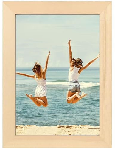 Luoqun88 7x5 Oak Wooden Picture Frame, Photo Frame with Plexiglass, Modern Wood Composite Frame, Hang or Stand - Ideal for Home & Office Decor, Photos, and Art Display