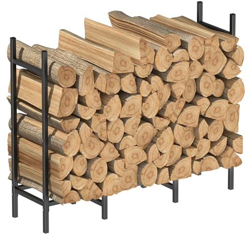 HyDsen Étagère à bois de cheminée en métal, 120 x 25 x 80 cm, résistante aux intempéries et durable, pour l'intérieur et l'extérieur