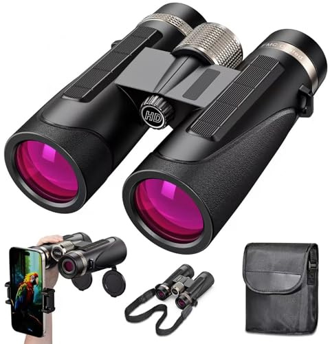 Auricase Jumelles pour Adultes 12 x 42, Jumelles puissantes, avec BAK4 Prism FMC lentille, Jumelle pour Observation des Oiseaux, Chasse, Football, Voyage