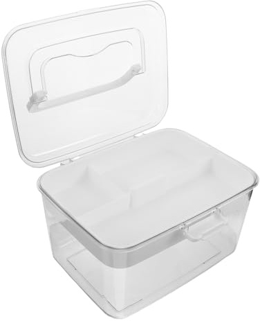 Ipetboom Boîte à Remède Transparente Portable avec Poignée Mallette à Pharmacie Familiale en Plastique Léger Organisateur de Rangement Compact pour Voyages et Secours D’Urgence