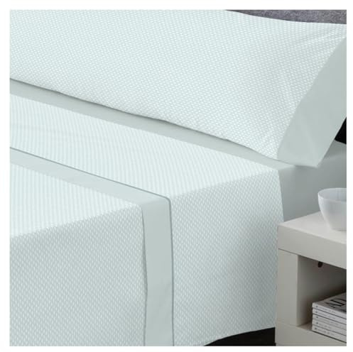 DECASATEXTIL – Juego de sábanas Cama- 3 Piezas – Diferenctes diseños - 48% Algodón, 144Hilos -Oeko-Tex® – Sabana Bajera, encimera y Funda Almohada - Cama 120cm - River Menta