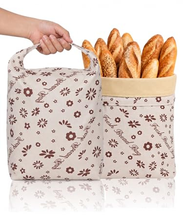 Confezione da 2 sacchetti per il pane in cera d'api, 43 x 33 cm, riutilizzabili, in lino, con sacchetto interno in cera d'api naturale, per conservare il pane, mantenere fresco a lungo, per pane fatto