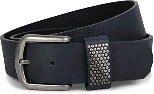 styleBREAKER Ceinture avec clous bicolores sur la boucle, ceinture à rivets, ajustable, unisexe 03010088, taille:90cm, couleur:Bleu foncé