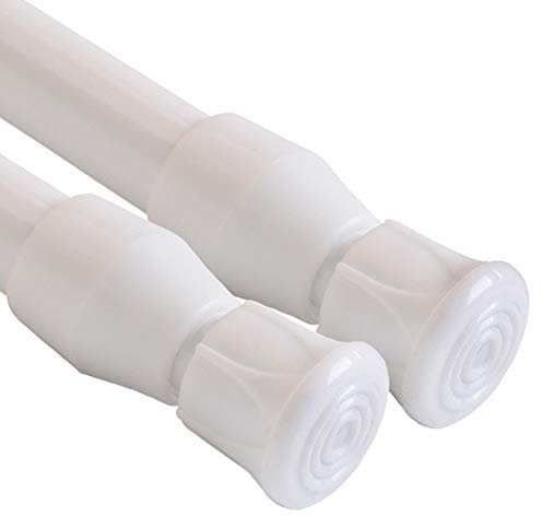 QILERR 2 Pack Small Tension Rods 40-70cm Ajustable Extension Curtain Poles No Drill Short Spring Telescopic Curtain Rod for Net Curtains, Cupboards, Small Window, Kitchen, Wardrobe, White