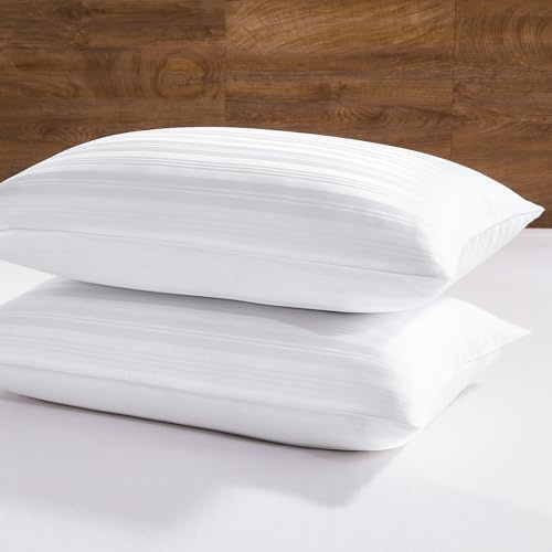 downluxe Cuscini in piuma d'oca, collezione hotel, set di 2 cuscini in piuma, per chi dorme sulla schiena, sulla pancia o sul fianco, king size (50,8 x 91,4 cm)