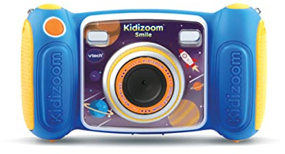 VTech - KidiZoom Smile Bleu, Appareil Photo Numérique Enfant 7 en 1, Photos Et Vidéos, Ã‰Cran Couleur, Filtres, Cadres Et Effets Rigolos, Cadeau Enfant De 3 Ans Ã€ 10 Ans - Contenu en Français