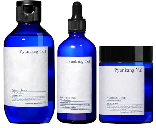 Set regalo Pyunkang Yul Base per la cura della pelle, toner ad alta concentrazione, siero idratante e cura del viso con nutrizione ricca (set da 3 pezzi)