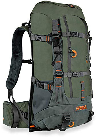 SPIKA Hunting Backpack Internal Frame for Men Waterproof Hunting Pack with Rifle Holder Rain Cover Extendable 40L+ Capacity