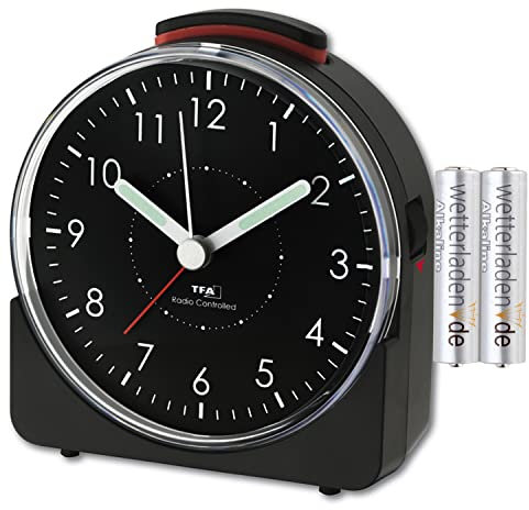 TFA Dostmann Sunrise 60.1513 Réveil analogique radio avec piles Noir