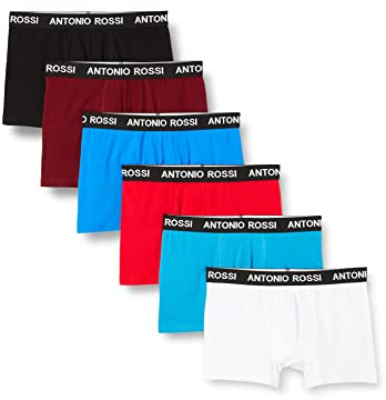 ANTONIO ROSSI (3/6 Pack) Men's Fitted Boxer Hipsters - Mens Boxers Shorts Multipack with Elastic Waistband - Cotton Rich, Comfortable Mens Underwear, Classic Light (6 Pack), M
