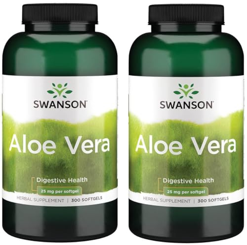 Swanson Aloe Vera Digestive Support, 25 Milligrams, 300 Softgels, 2 Pack