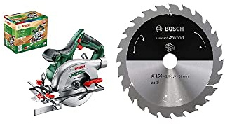 Bosch Akku Handkreissäge PKS 18 LI (ohne Akku, 18 volt System, im Karton) + Kreissägeblatt Standard for Wood (Holz, 150 x 20 x 1,6 mm, 24 Zähne, Zubehör Akku Kreissäge)
