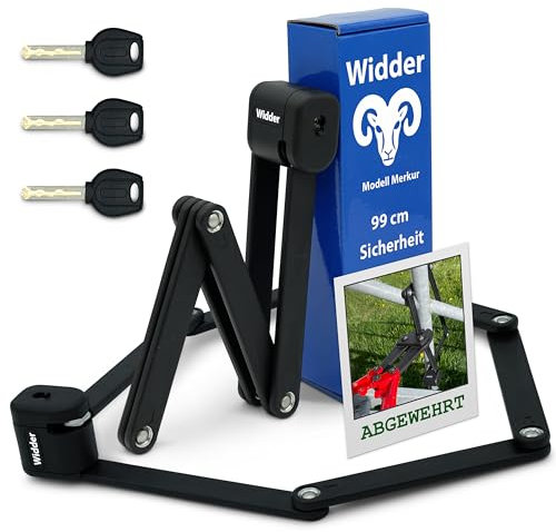Widder Extrem sicheres Faltschloss Fahrrad [Titan-Stahl Level 15] - Fahrradschloss hohe Sicherheit 99cm lang mit Schlüssel [3x] & Halterung - Gliederschloss als E Bike Lock Scooter Schloss & Fahrrad