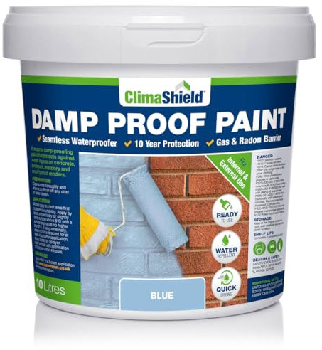SmartSeal Damp Proof Blue Paint - 10 Litres - For Interior & Exterior Walls, Ceilings and Floors. Helps Prevent Water-Ingress and the Spread of Penetrating Damp.… (Blue)