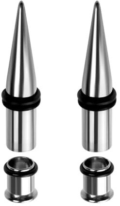 ANAZOZ 7mm Tunnel, Ohr Flesh Plug Edelstahl 4 Stück Dehnstäbe Tunnel Herren, Ohr-Stretching Ohrringe Silber