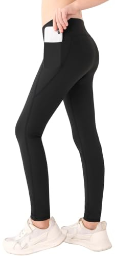 Girls' Sports Leggings with Pockets - Active Yoga Pants & Running Leggings in Black for Kids & Youth Girls Sizes 6-8, 7-8, 8-10, 9-10, 9-11, 11-12, 12-13, 13-14 Years