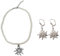 JeiibrZui Trachtenkette Edelweiss Kristallstein, Trachten Perlenkette, Trachten Ohrhänger Strass Edelweiß, Trachtenschmuck Set,Edelweiss Ohrhänger Dirndlkette Schmuck Set