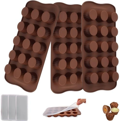 QUNXON 3 Stück Pralinenform Silikon, 15 Loch BPA-frei Schokoladenform Silikon, EiswürfelformSilikon mit Deckel, Pralinen Selber Machen, Silikonform Schokolade für Pralinen, Schokolade, Eiswürfel