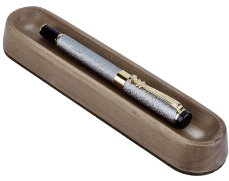 BENECREAT Walnut Wood Pen Tray, Long Oval Wooden Pencil Holder, Wooden Desktop Organizer Rest, Office and School Supplies, Gift for Student Teacher Writer(Coffee, 17.5x2.5x0.8cm)