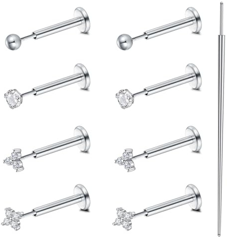 MODRSA Helix-Piercing Tragus -Piercing-Jewellery Women Earring-Studs : 20G Stainless Steel Flat Back Tragus Stud Includes Piercing Tools