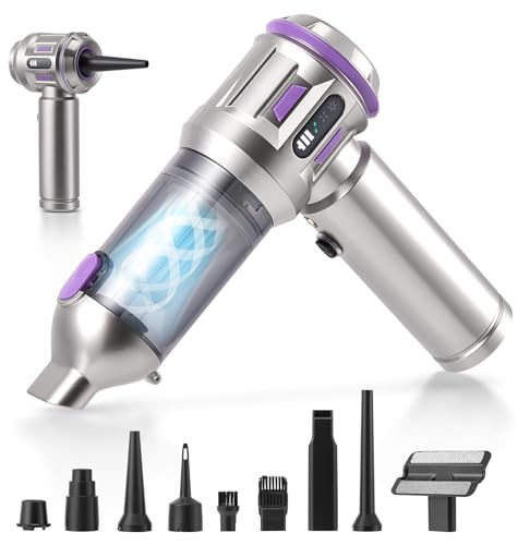 Niktulo Aria Compressa pc 25000Pa Aspirapolvere Auto Portatile, 3 Velocità Aria Compressa Elettrico Batteria Da 6000mah,Aspirabriciole Senza Fili Mini Aspirapolvere Ricaricabile per Auto (argentato)