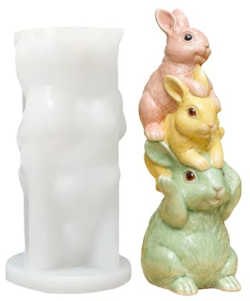 Molde de Conejo para Resina - Molde De Vela De Pascua En Silicona 3D - Moldes De Cemento Para Decoración Del Hogar,Para Entusiastas De Artesanía De Yeso Profesores De Arte Organizadores De