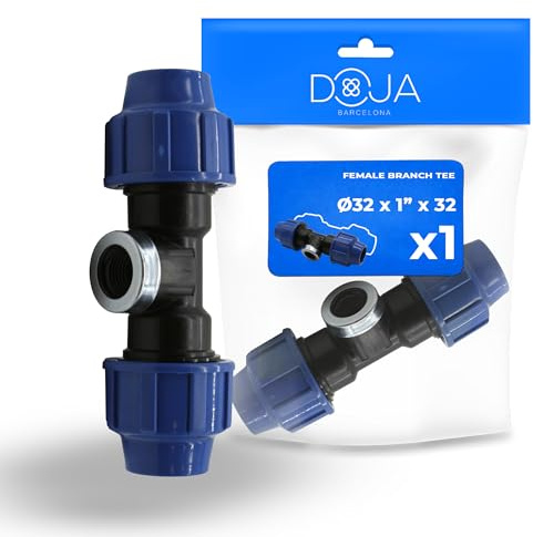 DOJA Barcelona Raccordo a T per Tubi PE Femmina per MDPE - 32x1x32 - Tee Idraulica a Compressione per Tubo Acqua - Connettore Rapido, Robusto, Installazione Semplice e Collegamento Sicuro