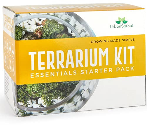 Terrarium Starter Kit – Complete DIY Set with Soil, Moss, Activated Charcoal, Gravel & Tools to Build Your Own Glass Terrarium Garden - Perfect for Succulent, Cactus - Great Gift Idea